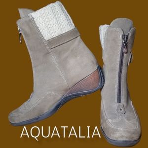 Aquatalia zip wedge ankle boot